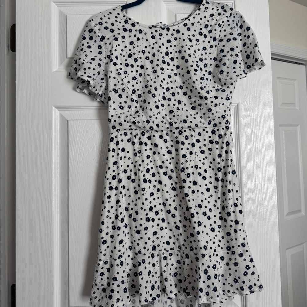 Princess Polly White and Blue Floral Backless Dress